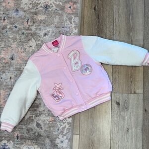 Barbie Pink and White Varsity Jacket 7/8